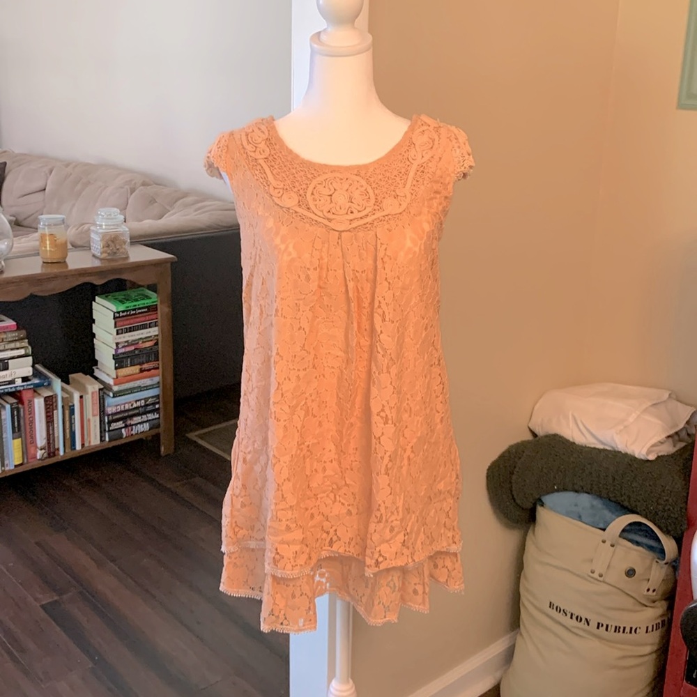 Mod size 4 mini dress. Pale coral color.